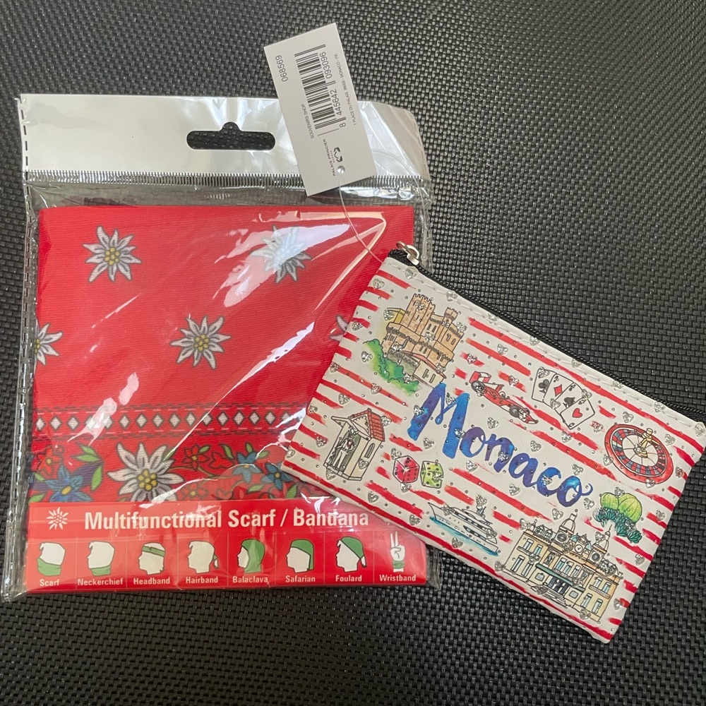 Red Multifunctional Head Scarf and coin purse